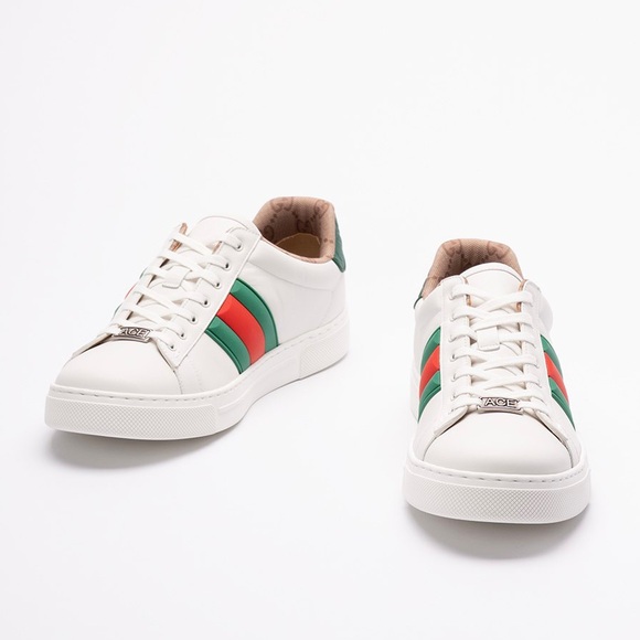 GUCCI Ace web stripe leather sneakers - Picture 2 of 6